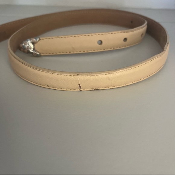 $20 XL Brighton Silver Cream Beige Nude Belt with Ornate Buckle FIRM PRICE - Picture 5 of 7
